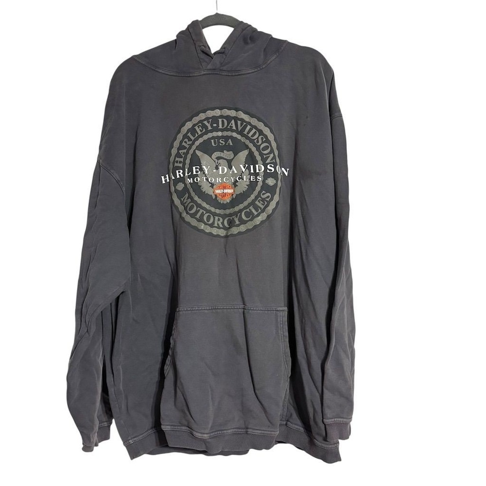 Harley-Davidson‎ Men's XL Gray Graphic Hoodie Sweatshirt Pullover Exeter RI